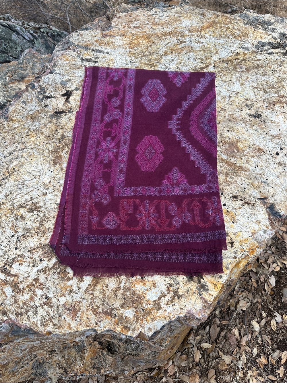 Plum Patterned Woven Scarf